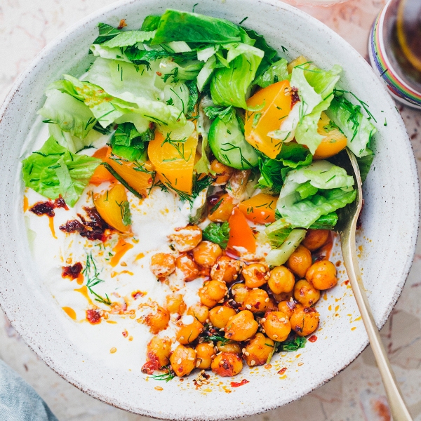 Yogurt Bowl with Harissa Chickpeas & Persimmon Salad – Green Kitchen Stories